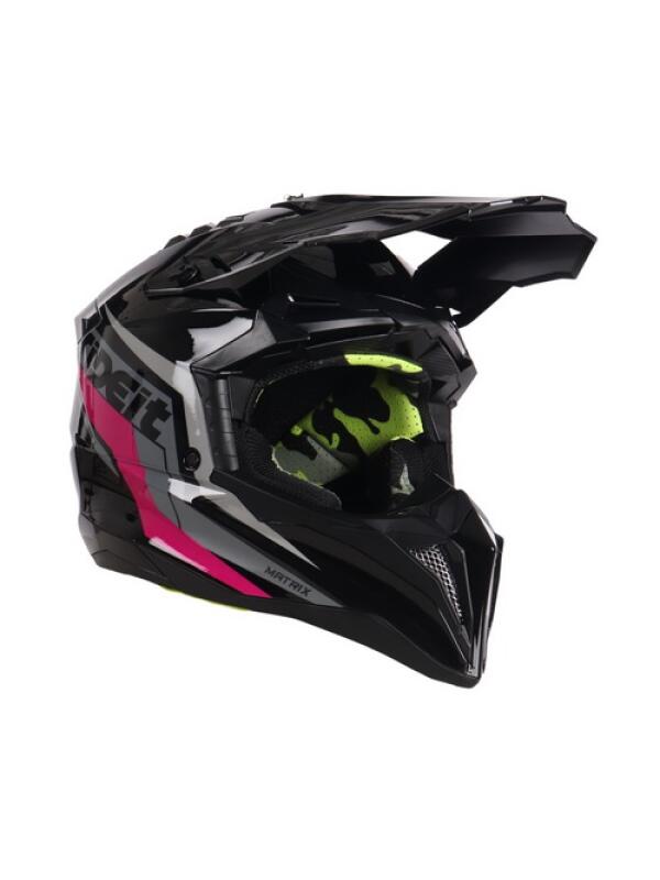 CASCO MOTO MX RIDEIT MATRIX NEGRO FUCSIA T/L B