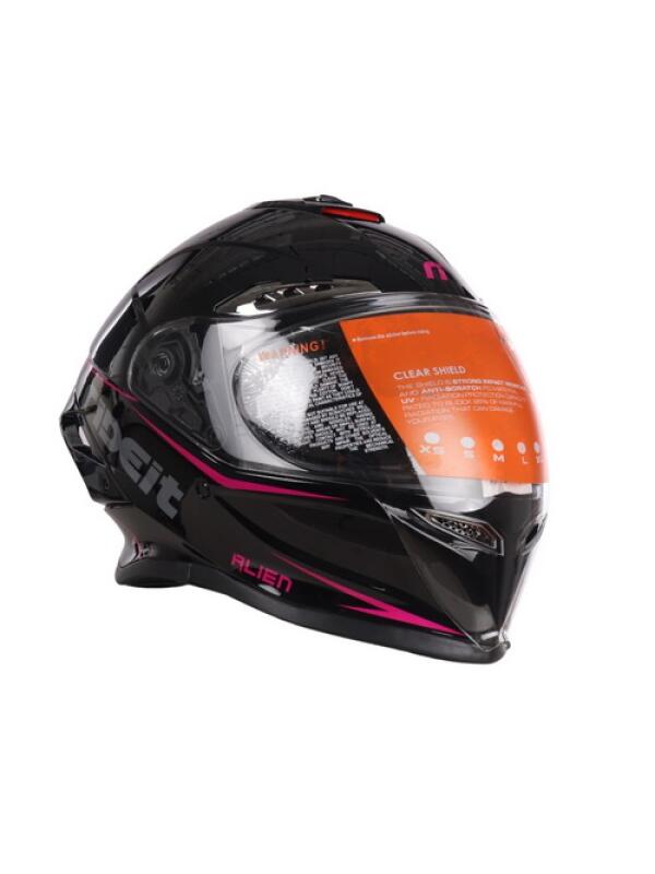 CASCO MOTO FULL FACE RIDEIT ALIEN NEGRO FUCSIA T/L B